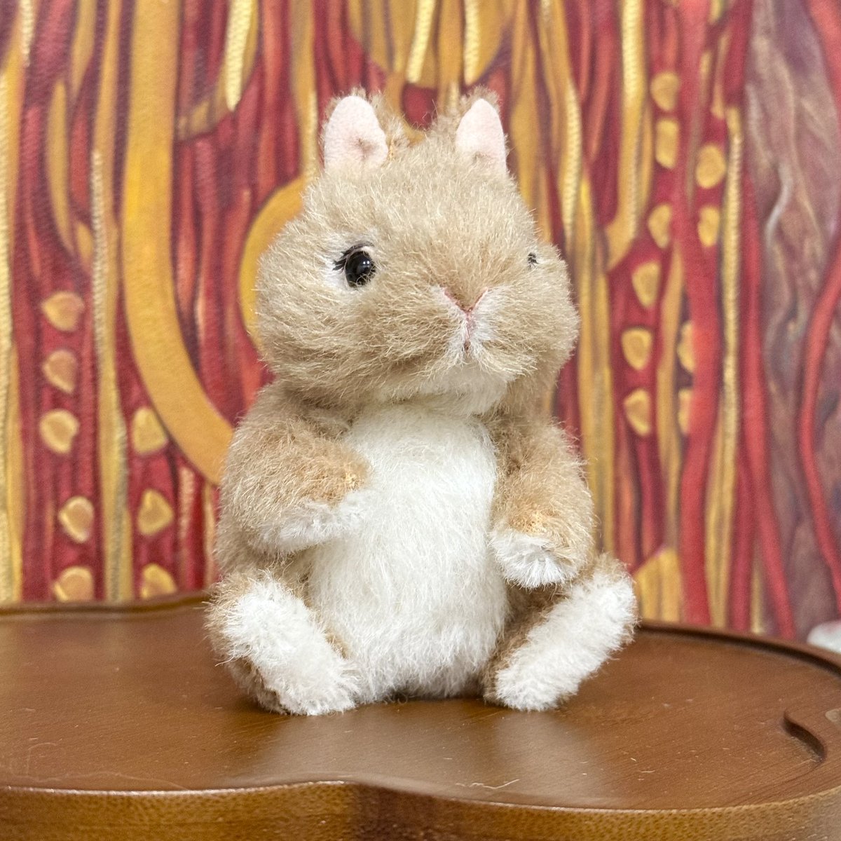 オレンジのネザーランドドワーフなこうさぎテディベアが完成しました