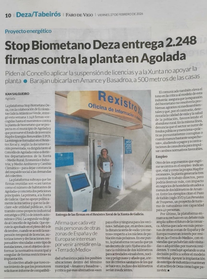 Cuando se intenta implantar un proyecto descabellado los vecinos se unen, se organizan y dan pasos para pararlo. 💪💪💪

La situación es similar en todas las comunidades y desde #DtopBiogásEspaña  integrada por plataformas d todo el estado, mantenemos que : #NiEnTuPuebloNiEnElMío