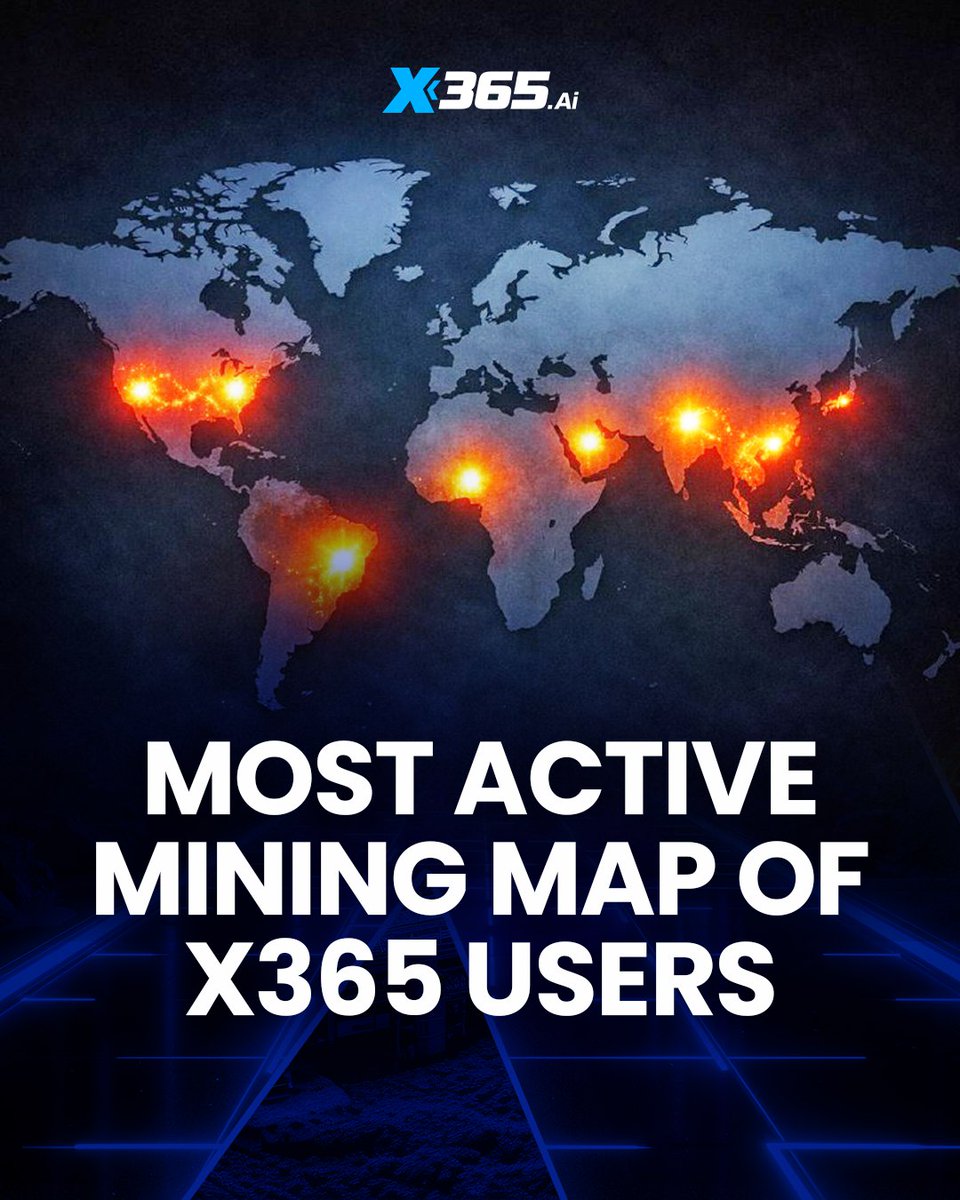 X365Ai's tweet photo. 🌍 Mining power knows no borders.
The X365 community is growing stronger across continents , proving that decentralized mining is truly global.
From Asia to America, innovation is running 24/7. ⚡
This is not just activity.
This is adoption in motion. 🚀
#X365 #CryptoMining #Web3Community #BlockchainRevolution #MiningNetwork
