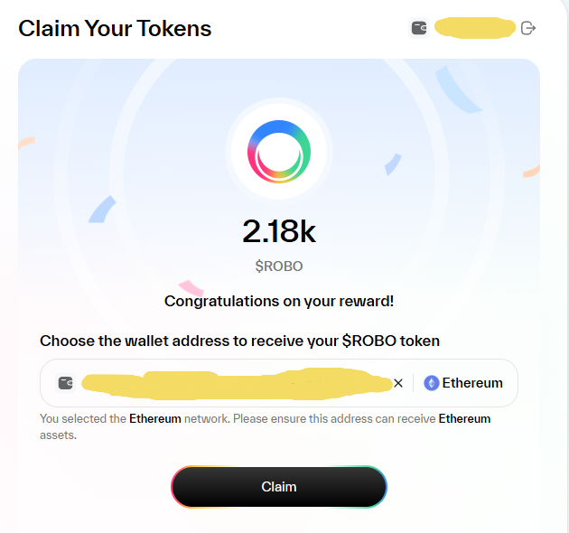 The $ROBO Airdrop claim is live 

Now you can claim your OpenMind Allocation

claim.fabric.foundation

Thanks <a href="/SurfAI/">Surf</a> for make me eligible and  <a href="/openmind_agi/">OpenMind</a> <a href="/FabricFND/">Fabric Foundation</a> for this stimmy!

with my airdrop i decide gave 10$ each to 3 random users here:

- be a Boku follower

- Like