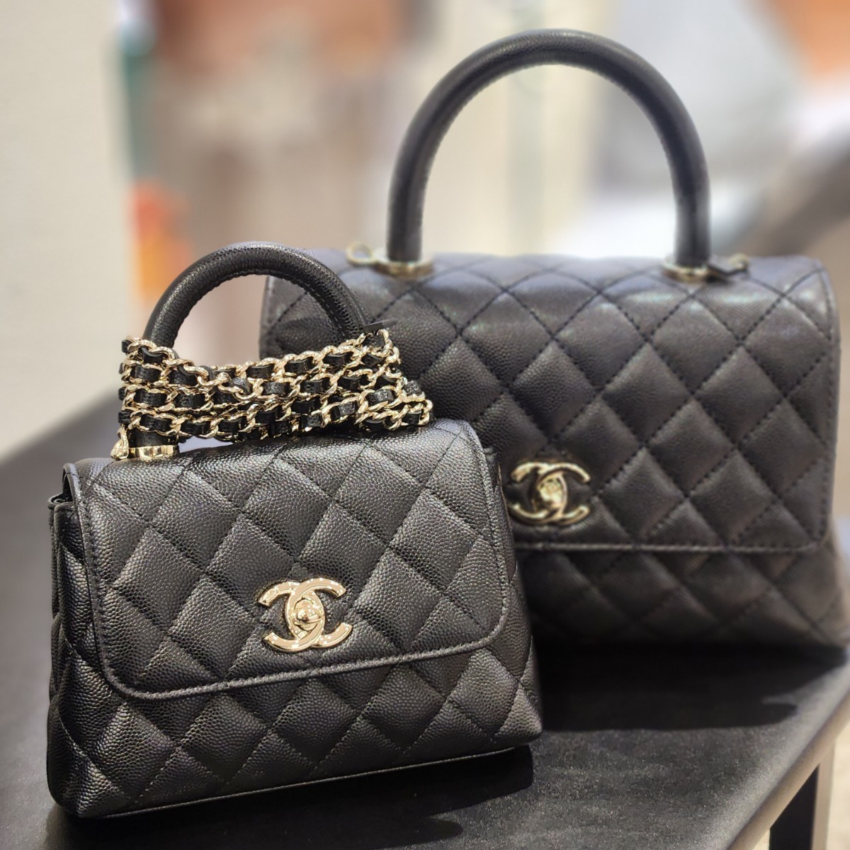 シャネル マトラッセ ココマーク ココハンドル キャビアスキン