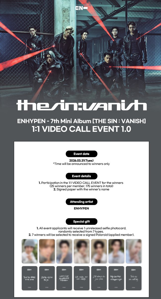 NYMUSIC * #ENHYPEN - 7th Mini Album [THE SIN : VANISH] 1:1 VIDEO