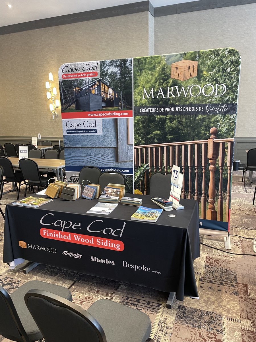 MarwoodLtd's tweet photo. We’re live and ready for visitors at the Quebec @CastleBldgGroup Buying Expo. Looking forward to great conversations and a fantastic event. #marwoodltd #capecodsiding https://t.co/76rIxPk4Yf