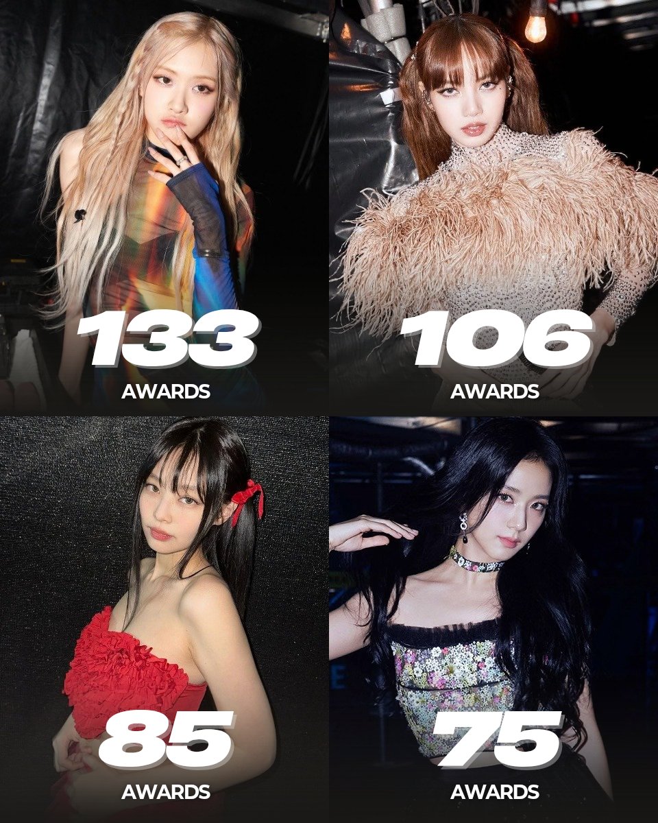 Most awarded 3rd gen female K-pop soloists in history:

#1 ROSÉ — 133 awards 
#2 LISA — 106 awards
#3 JENNIE — 85 awards
#4 JISOO — 75 awards

#5 HWASA — 27 awards
#6 NAYEON — 19 awards
#7 WENDY — 10 awards
#8 JIHYO — 8 awards

#BLACKPINK #TWICE #REDVELVET #MAMAMOO <a href="/numberoneHQ/">numberoneHQ</a>