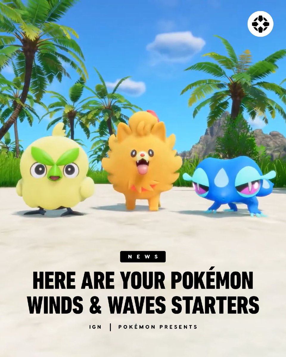 Your Pokémon starters for the newly announced Winds and Waves are Browt, Pombon and Gecqua. bit.ly/4cR0mVG