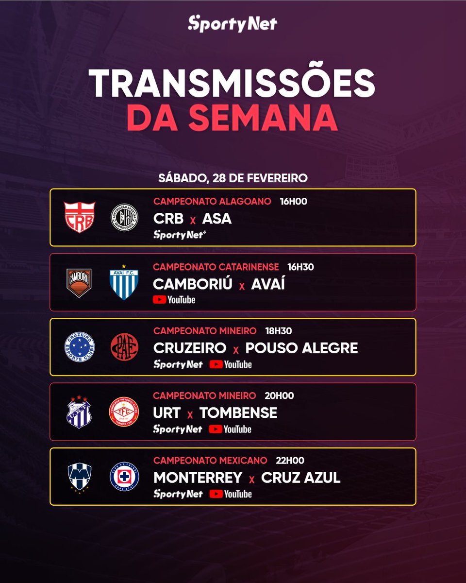 SportyNetBrasil's tweet photo. Agenda de jogos no ar! 🔥⚽

Tem clássico pra cá e clássico pra lá! Na Alemanha, Borussia x Bayern  no gigante Der Klassiker — promessa de jogão!
Em Minas, Cruzeiro x Pouso Alegre valendo vaga na final do Mineiro! A Raposa tem a vantagem de um gol… será que vem mais uma final por aí?🦊💙

No México, grandes confrontos esquentam a rodada e, por aqui, decisões pegando fogo nos estaduais!

E você acompanha tudo aqui na SportyNet!

#NoCentroDoJogo