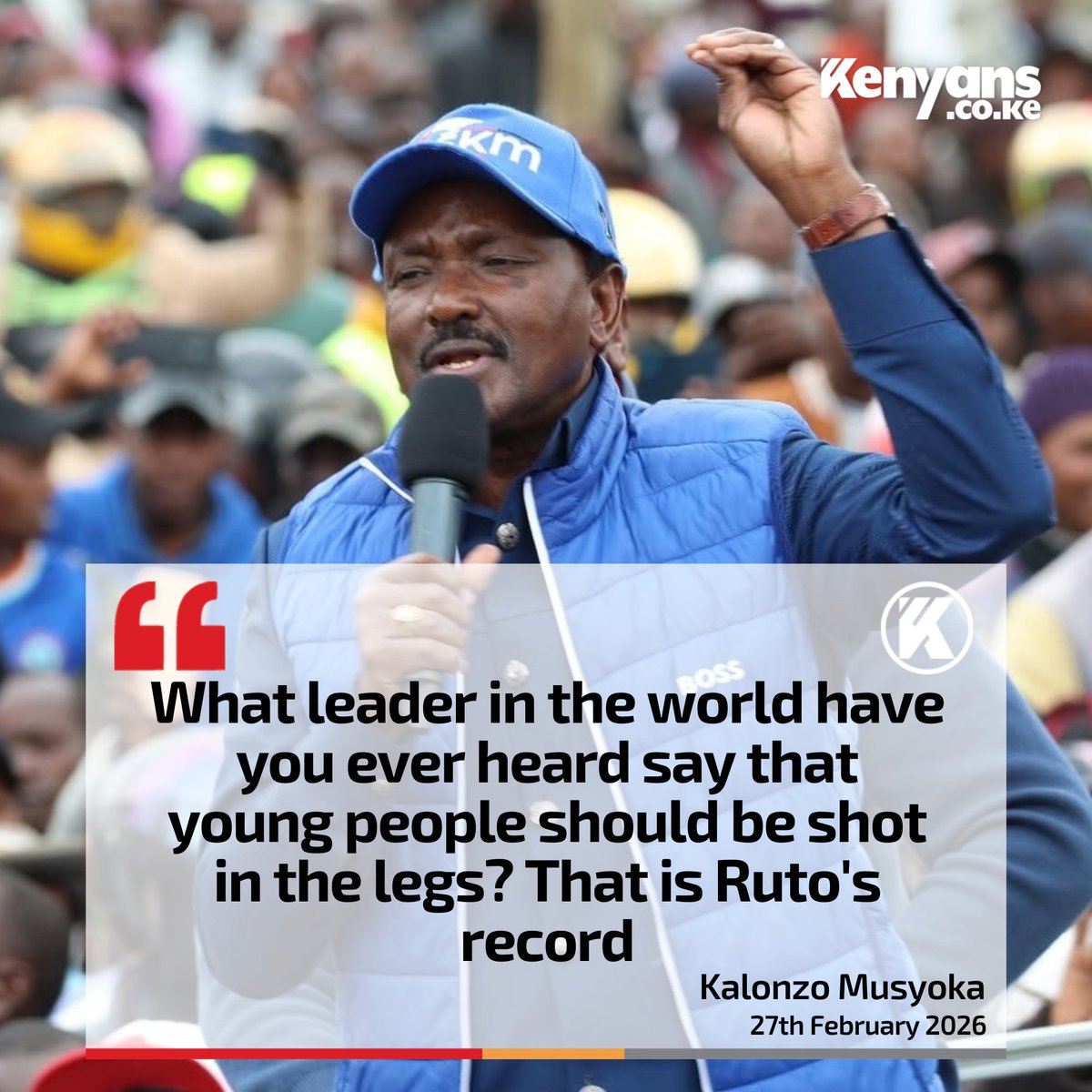 What leader in the world have you ever heard say that young people should be shot in the legs - Kalonzo Musyoka