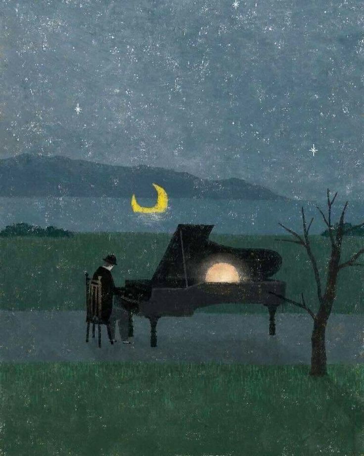 J'aime cette sonate
Aux accords monotones
Qui portent loin l'été
Au-delà de l'automne
Quand le cœur retenu
Dessous les doigts éclate
Et que lune miroite
Un son clair et ténu.

🖌 <a href="/oilcanvasvibes/">🎨</a>