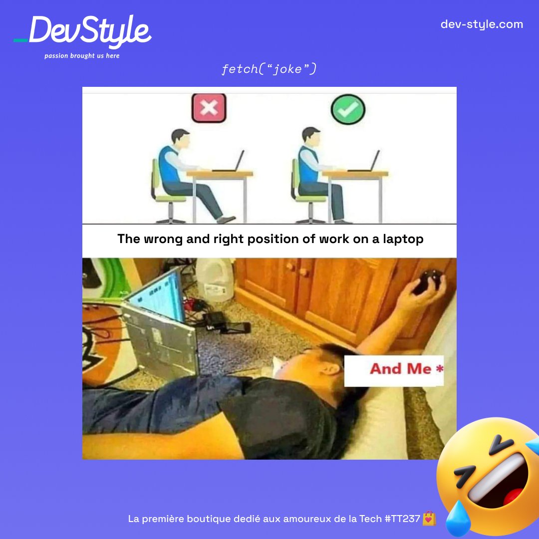 What a senior can see while lying, a junior can not see while sitting.😂
It's Friday again — #DevJoke

🧑🏽‍💻 dev with style at 𝗱𝗲𝘃-𝘀𝘁𝘆𝗹𝗲.𝗰𝗼𝗺🛍️
#devstyle #cameroun #Developers #DevCommunity #TT237