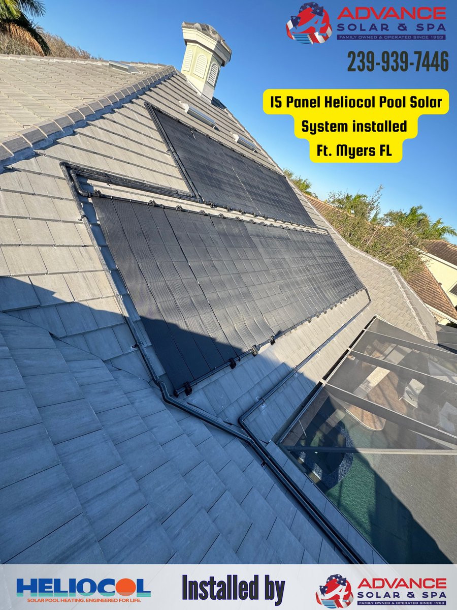 SolarandEnergyy's tweet image. ☀️ Just installed: 15-panel solar pool heating system with auto tie-in in Ft. Myers!
#FtMyers #SolarPool #EnergySavings