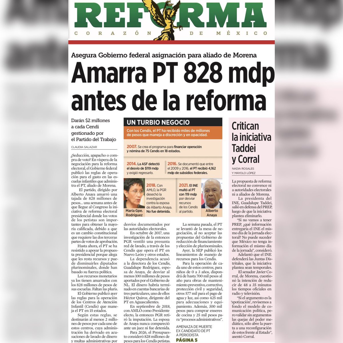 Morena consiente al PT con 828 millones justo cuando negocian la reforma electoral. 

Para ellos sus intereses van primero, antes que los de los mexicanos. 

<a href="/Reforma/">REFORMA</a>