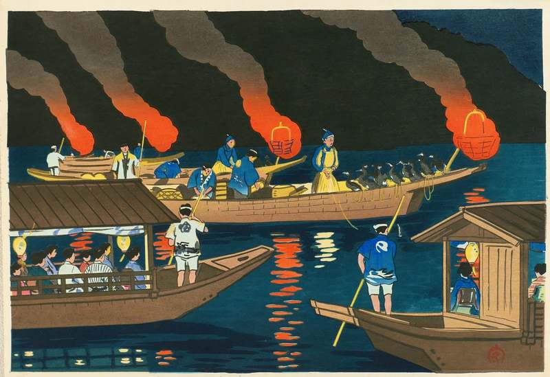 日吉守 － 岐阜長良川鵜飼 その二 Hiyoshi Mamoru #art #新版画