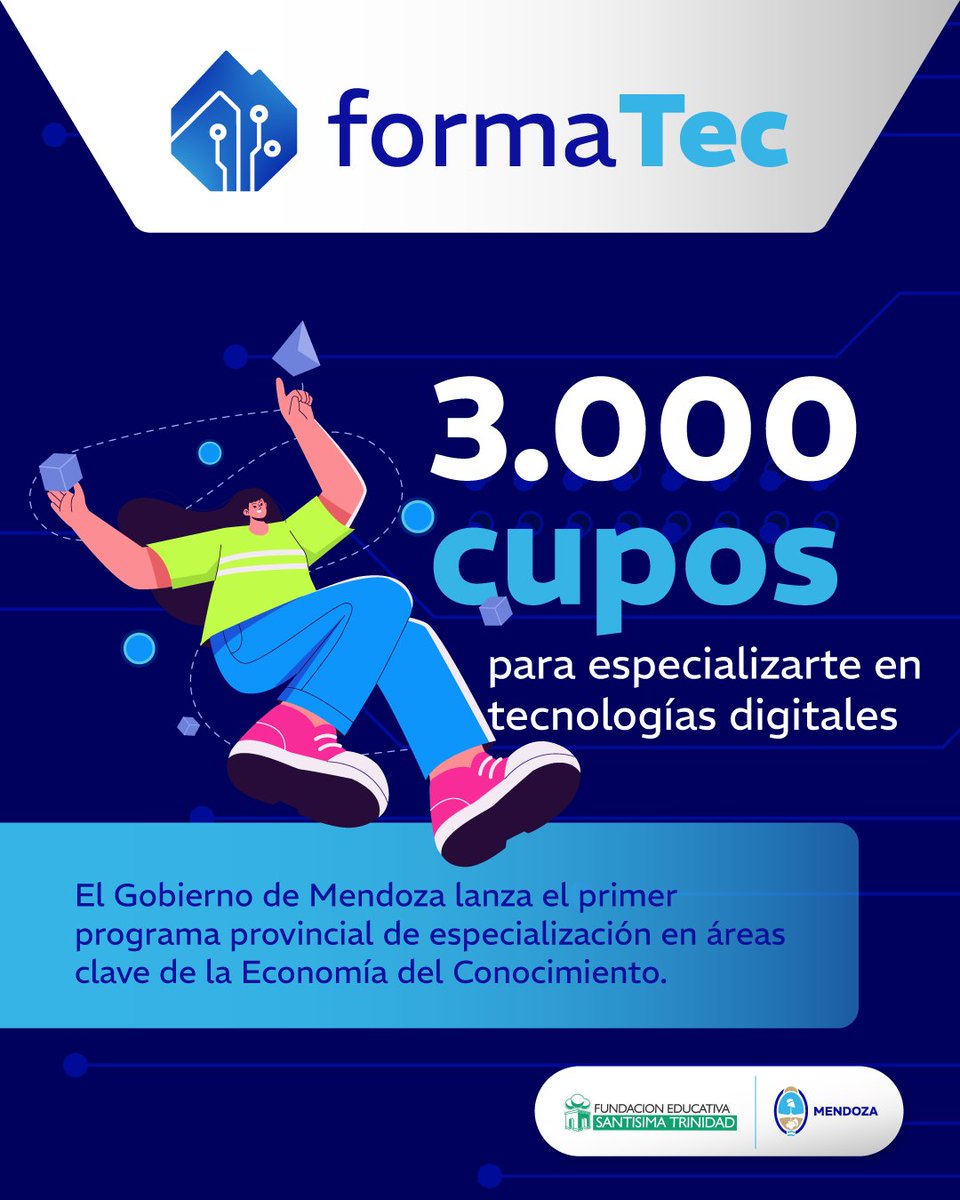 Con 3.000 cupos gratuitos, Mendoza lanza un programa masivo de especialización en tecnologías digitales acortar.link/s59tx2
