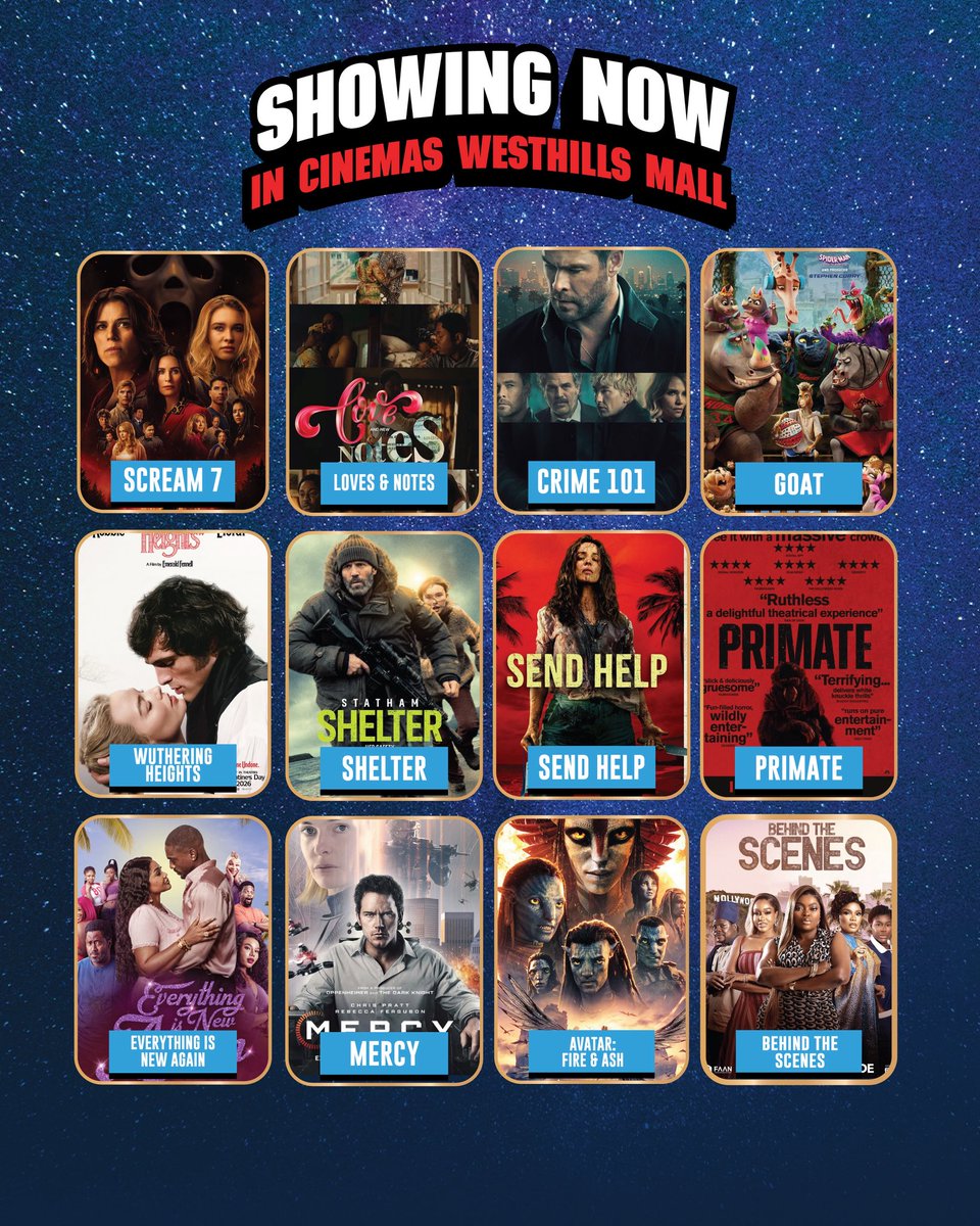 Catch the biggest movies in the world on the big screens at our West Hills and Accra Mall branches now 

Use the Silverbird Cinemas App for showtimes, tickets and snacks 

#nowshowing #movies #silverbirdghana
