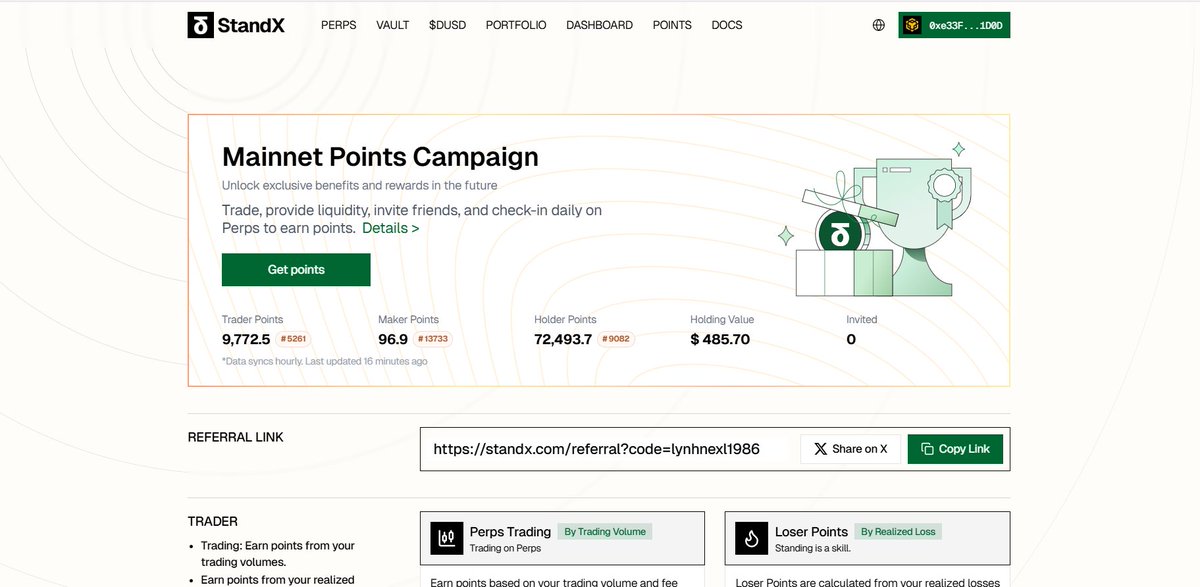 🚀 I logged back into <a href="/StandX_Official/">StandX</a>  today and finally noticed how many Holding Points I’ve accumulated  honestly, felt pretty proud for a second 😆

📸 So I took a screenshot and posted it on X, sharing my expectations for how StandX might distribute these points in the