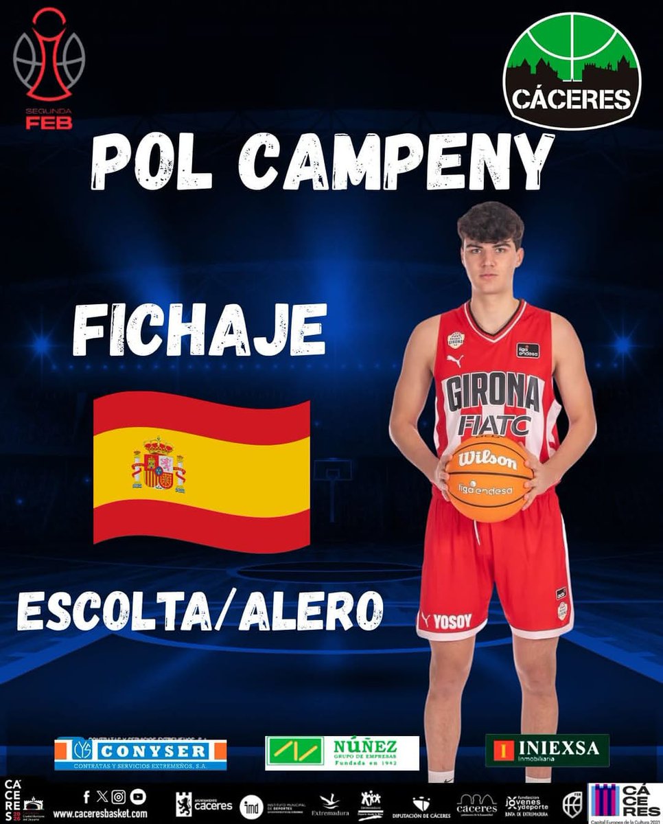 DavidFreeAgency's tweet photo. ✍️ Pol Campeny ficha por el Cáceres de Segunda FEB.
El escolta/alero, procedente del Ciudad Molina Basket, se incorpora para reforzar a un claro aspirante en la categoría. 🏀
#Freeagencybasketball #SBservices
#CáceresBasket #SegundaFEB https://t.co/K60s1nrrGt