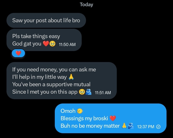 Posted about how life isn't easy at all lately and one of my mutuals slideein with the realest words
And  everything felt a little lighter, shout out to my real ones❤️🥹