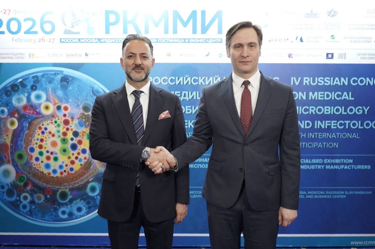 AzizAlperBiten's tweet photo. 📍Moskova

4. Rus Tıbbi Mikrobiyoloji ve Enfektoloji Kongresi kapsamında bulunduğum Moskova'da RF Sağlık Bakan Yardımcısı Dr. Oleg Salagay ve Dış İlişkiler Genel Müdürü Eduard Salakhov ile görüşme gerçekleştirdik. https://t.co/yrEs10J5Vx