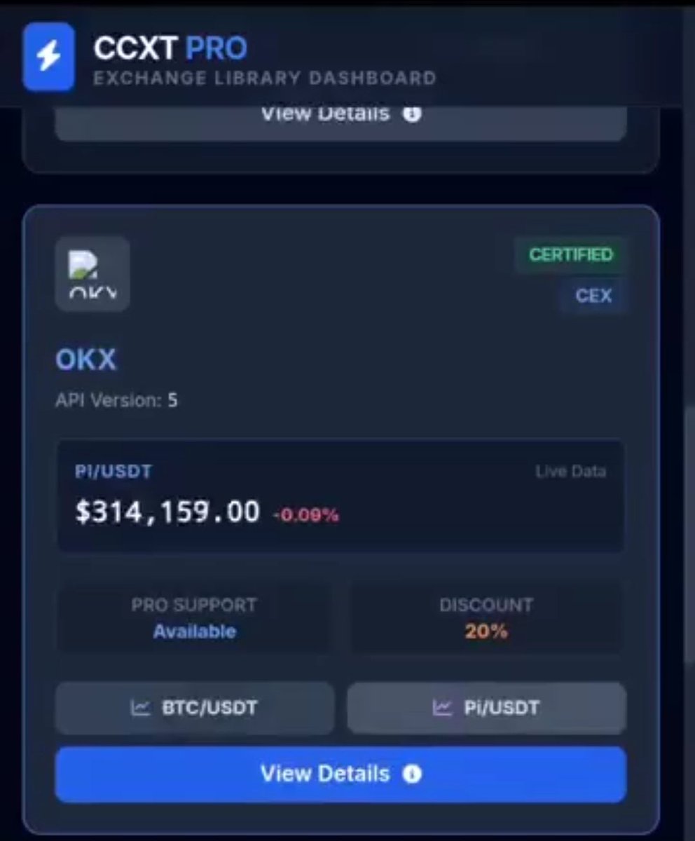 Diazag3's tweet photo. CCXT is an open-source library (JavaScript/Python/etc.), provides a unified interface for accessing various CEX APIs, such as fetching prices, order books, trading, etc. CCXT Pro adds advanced features such as WebSocket for real-time data.

📱Your mined $Pi is $314159USD/$Pi📱 https://t.co/HDEcQ7y3O5