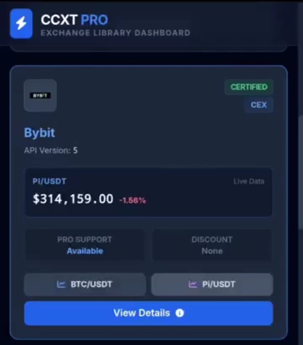 Diazag3's tweet photo. CCXT is an open-source library (JavaScript/Python/etc.), provides a unified interface for accessing various CEX APIs, such as fetching prices, order books, trading, etc. CCXT Pro adds advanced features such as WebSocket for real-time data.

📱Your mined $Pi is $314159USD/$Pi📱 https://t.co/HDEcQ7y3O5