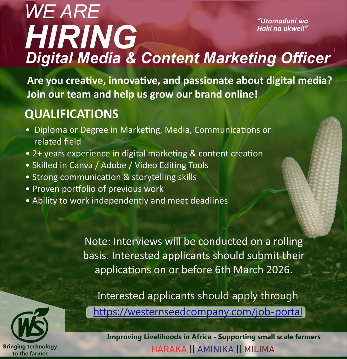 WesternSeedcom's tweet photo. WE ARE HIRING!
Apply here: https://t.co/xyZdBCypCn https://t.co/pYMR88khSu