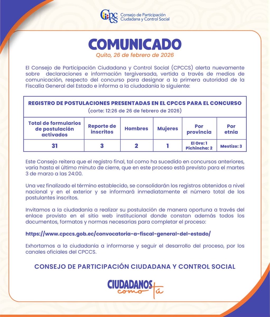 Apenas 3 personas se han inscrito para participar en el concurso para ...