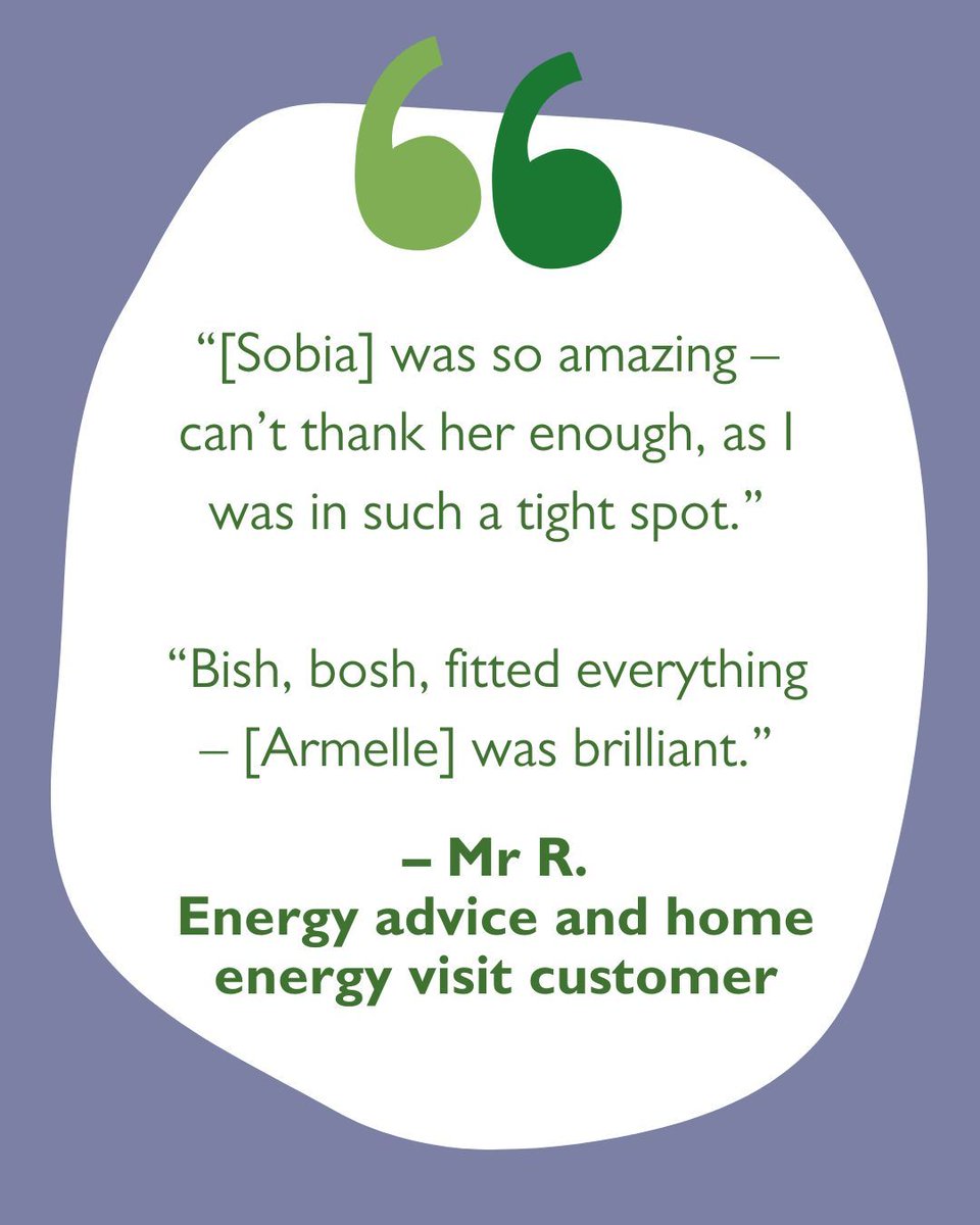 CREWEnergyLDN's tweet photo. Every day, our team helps Londoners save money on their energy bills and feel comfortable in their homes 💚

These quotes came from an energy advice customer who spoke with Sobia at St Mark's foodbank earlier this month and later received a free home energy visit from Armelle! https://t.co/rzJaccbIwp