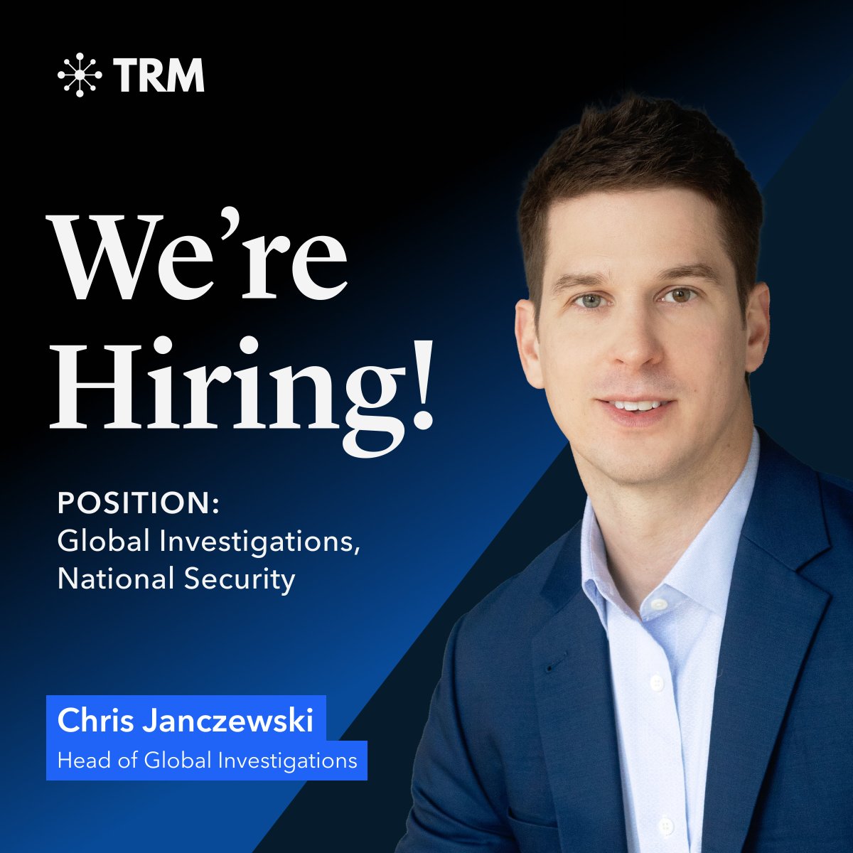 trmlabs's tweet photo. Are you a national security threat expert with #crypto skills? TRM is looking for a 𝗚𝗹𝗼𝗯𝗮𝗹 𝗜𝗻𝘃𝗲𝘀𝘁𝗶𝗴𝗮𝘁𝗼𝗿, 𝗡𝗮𝘁𝗶𝗼𝗻𝗮𝗹 𝗦𝗲𝗰𝘂𝗿𝗶𝘁𝘆 to help NatSec agencies disrupt crypto-enabled crime worldwide.

High stakes. Real-world impact. Apply now 👉  https://t.co/Vex0ZEtEhc
