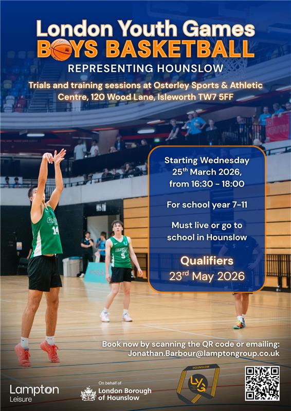 Ready to represent Hounslow at the London Youth Games?
 
This is your chance to step up and wear the borough badge with pride! Hounslow is holding trials and are looking for passionate young athletes to join the team.
 
 All information can be found on the posters below Image