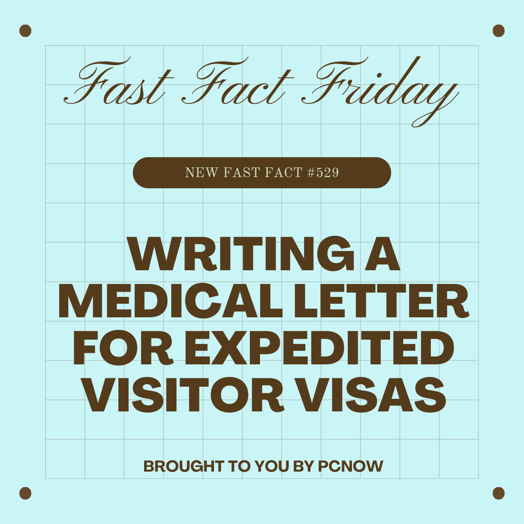 PallCareNetWisc's tweet photo. New Fast Fact #529 - Writing a Medical Letter for Expedited Visitor Visas - #hpm #pcnow #mypcnow #hospice #hospicecare #fastfacts #palliativecare - https://t.co/X2lCU93Zol https://t.co/PmReXs83Lo