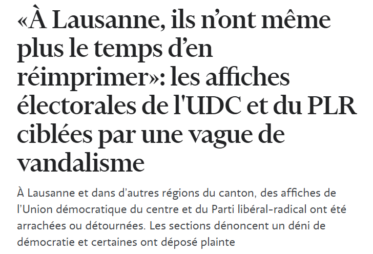 C'est beau la tolérance. (On voit la même chose à Zurich où les élections municipales ont lieu le même jour, mais dans un degré moindre).