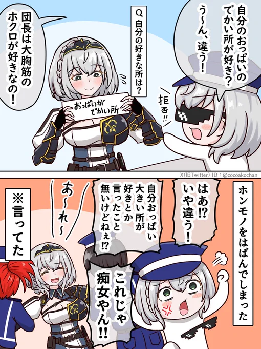 ホロガードで、自分の好きな所がおっぱいのでかさだったことに不服な団長
#ノエラート #ノエルーム 
