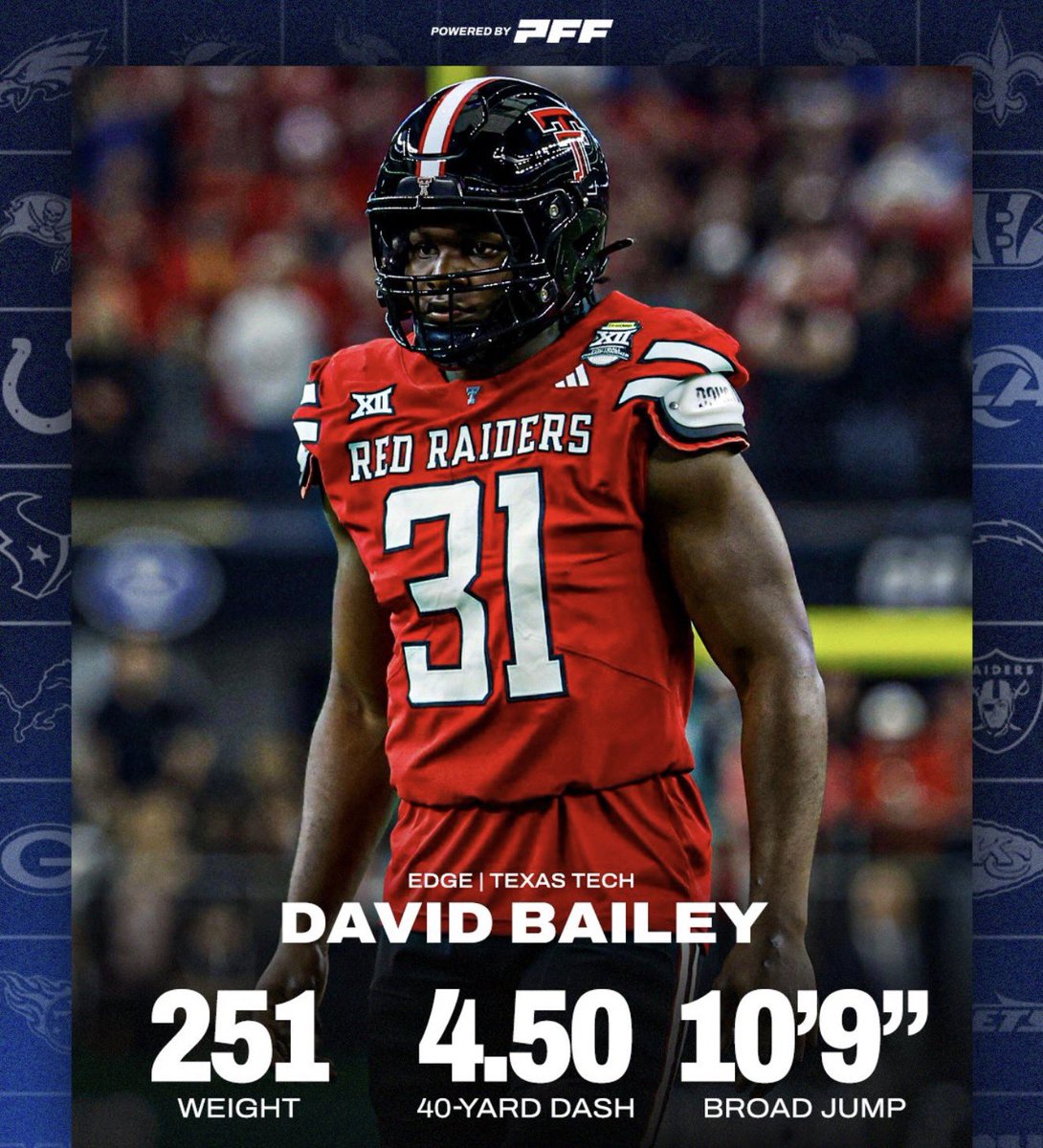 If Edge/LB is the move for #Commanders at #7, I’d be thrilled with any of these three guys:

Sonny Styles
David Bailey
Arvell Reese

The NFL combine confirmed what we all knew - all 3 are athletic freaks &amp; would immediately be multi-use players for Daronte Jones.

#RaiseHail