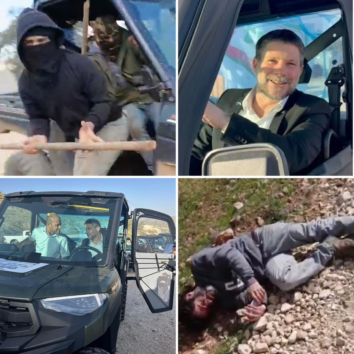 naorshiri's tweet photo. סיבה ותוצאה.
על גבי ״מרכיבי ביטחון״ - הטקרטרונים שאנחנו קנינו להם הם מסתערים. 

אלו הפנים של העגלה המלאה.
אלו המרדכי דווידים, ככה זה נראה. 
אנרכיה ברמה יום יומית, חבורה של פושעים, 
לא קומץ ולא נעליים.
הכפיים והחיבוק מהממשלה.

אף אחד לא יגנה, אף אחד לא ידבר.

שבת שלום וחג פורים שמח. 
מדינת חנמאל.