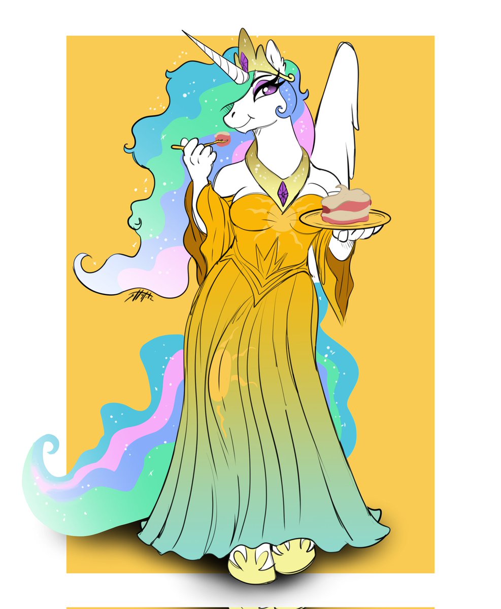 Another lovely sk3tch by <a href="/ScottyArtz/">BoScotty (Commissions open!)</a>, this time featuring an anthro Princess Celestia enjoying some cake.
