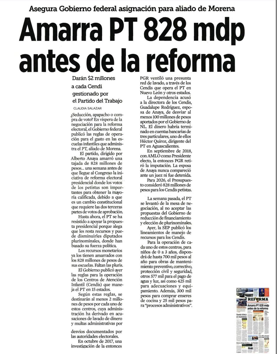 Amarra PT 828 millones de pesos antes de la reforma

Que tal el guiño de morena asegurando el gobierno federal, o sea morena, asignándole para aliado de morena

UN TURBIO NEGOCIO: con los Cendis, el PT ha recibido miles de millones de pesos que maneja ha discreción…