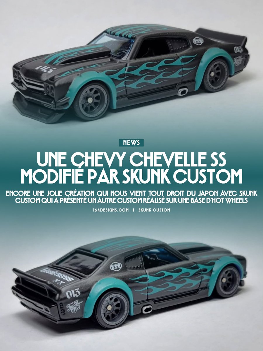 164designs's tweet photo. 🇫🇷 Une Chevy Chevelle SS modifié par Skunk Custom
🇯🇵 スカンクカスタムが改造したシボレー・シェベルSS
🇺🇸 A Chevy Chevelle SS modified by Skunk Custom
---
@SkunkDie #SkunkCustom #HotWheels #ホットウィール
▶ Lien en commentaire https://t.co/RuSUid2hNb