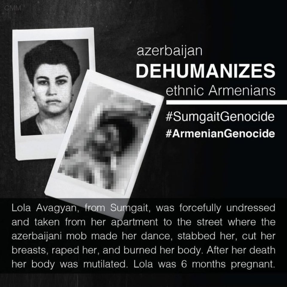 KarinaKarapety8's tweet photo. Bloody #Sumgait: a crime against humanity
38 years have passed since the mass massacre of #Armenians in Sumgait. Those in #Azerbaijan who dare to compare Armenians with the Nazis, let them look in the mirror.
#Christians #Genocide https://t.co/oGNTKOo4s6