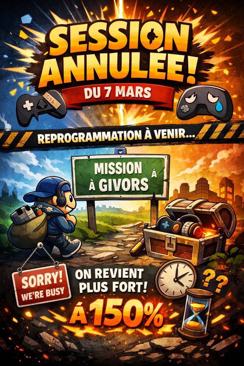 NIIDFR's tweet photo. ⚠️🎮 INFO SMASH – 7 MARS 🎮⚠️

La session du 7 mars est annulée ❌
L’asso part en mission gaming à Givors 🕹️
Reprogrammation à venir 👀
On ne peut pas être sur deux stages en même temps… même avec un double jump 
On revient plus forts qu’un comeback à 150% 
#SmashBros #NIIDFR https://t.co/rLNQAFuaSo
