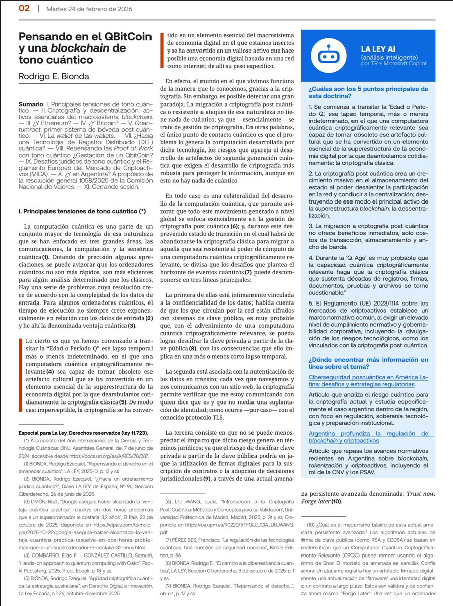Civil2az's tweet photo. 🔥El futuro cuántico⚛️
💎En esta📝del📰 La Ley #TecnologíadeRegistroDistribuidoCuántica🚀 #ProofOfWorkQuantum👷♂️#QBitCoin🪙#EraCuántica🤯desafíos cuánticos para el #MICA🫂y #RG1058/2025 de la #CNV🏦🙏Muchas gracias @fulviosan y @MarleneSlatter1🇦🇷 La lees⤵️
https://t.co/VZpiYtDlER https://t.co/okeCIdYfvv