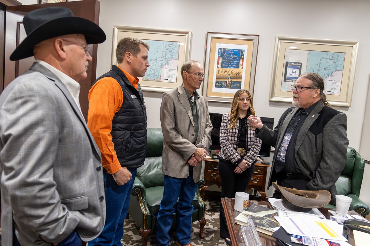 okfarmbureau's tweet photo. Custer, Ottawa and Grant County Farm Bureaus visited their legislators during their county Capitol visits to discuss current agriculture related issues and policies, and what they can expect to see during the 2026 legislative session. https://t.co/yece74s3ab