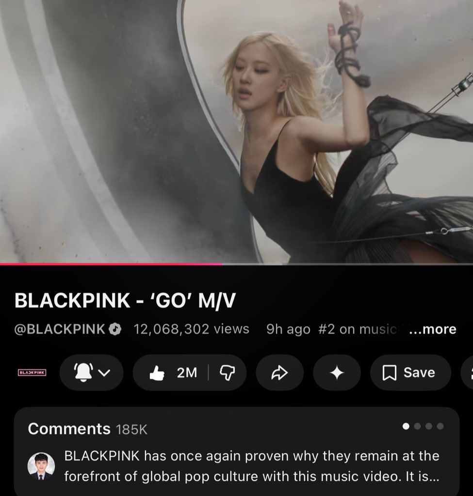 BLACKPINK 'GO' music video has surpassed 12M views and 2M likes in
