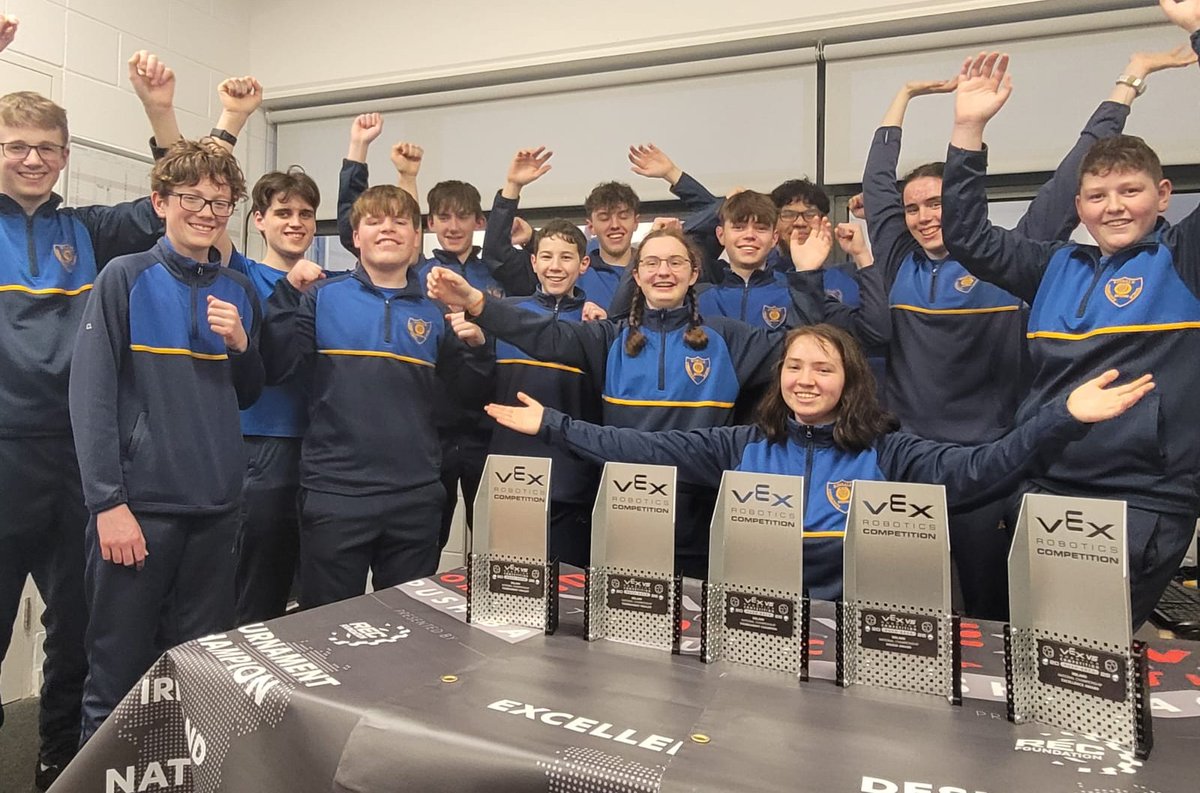 KinsaleComSch's tweet photo. KCS has qualified FOUR teams for the VEX Robotics World Championships in St. Louis — the most ever by an Irish school 🇮🇪🌍
Excellence Award 🏆
Tournament Champions 🥇
Design Award
2x Finalists https://t.co/UnrOtpDSqW https://t.co/F8l742h7WO