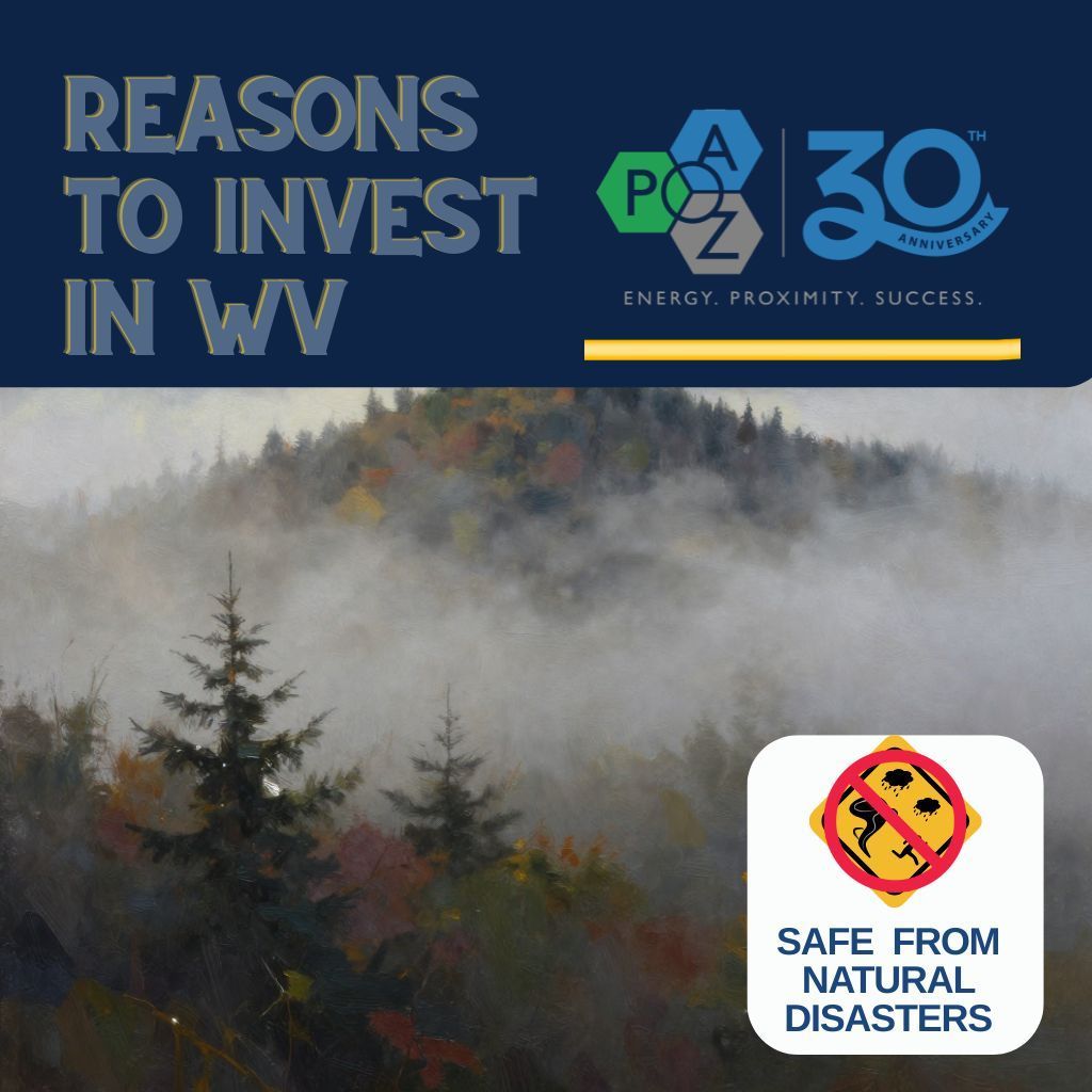 When it comes to business continuity, location matters. West Virginia offers a strategic advantage. Our region faces a low risk of major natural disasters, giving companies confidence that their operations, employees, and supply chains remain protected.
#yeswv
#InvestInWV
