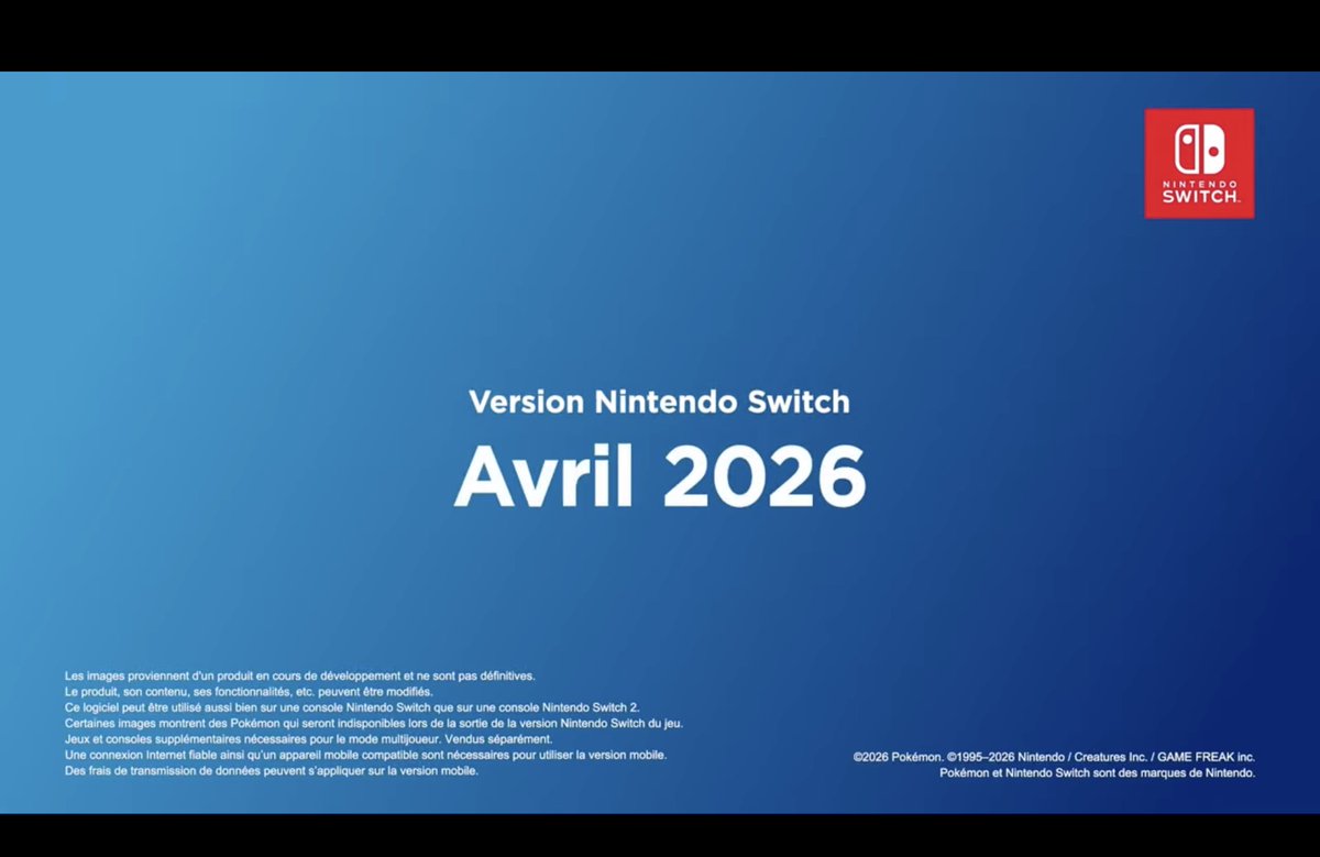 NintendHOME's tweet photo. 🚨 Pokémon Champions sortira sur Nintendo Switch en avril puis plus tard en 2026 sur smartphone. https://t.co/rvYSi8zKlX