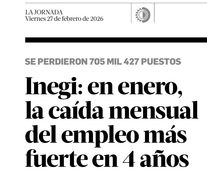 🗳️📌 EN ENERO SE PERDIERON 705 MIL EMPLEOS En enero de 2026 se perdieron ...
