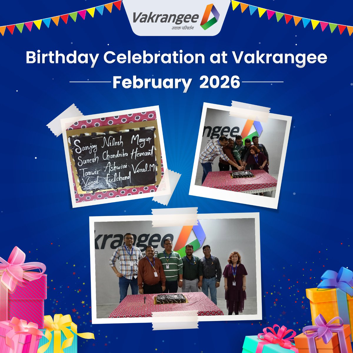Vakrangee_Ltd's tweet image. Celebrating our February birthdays together at Vakrangee! 🎉🎂
Wishing all our amazing team members a year filled with success, happiness, and new achievements. ✨

#Vakrangee #BirthdayCelebration #FebruaryBirthdays #TeamCelebration #WorkplaceJoy #TeamSpirit