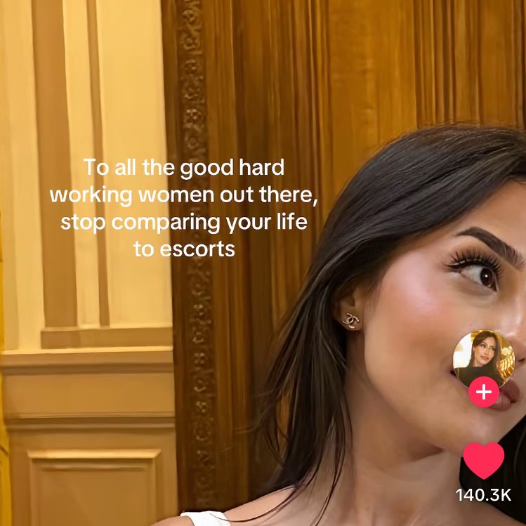 Zamanında böyle bir şey görmüştüm nedense aklıma geldi. Şey diyor gibi hayat standartlarınızı sosyal medyada influencer diye takılan ama eskortluk yapan insanların hayatları ile karşılaştırmayın gibi bir şey olabilir.