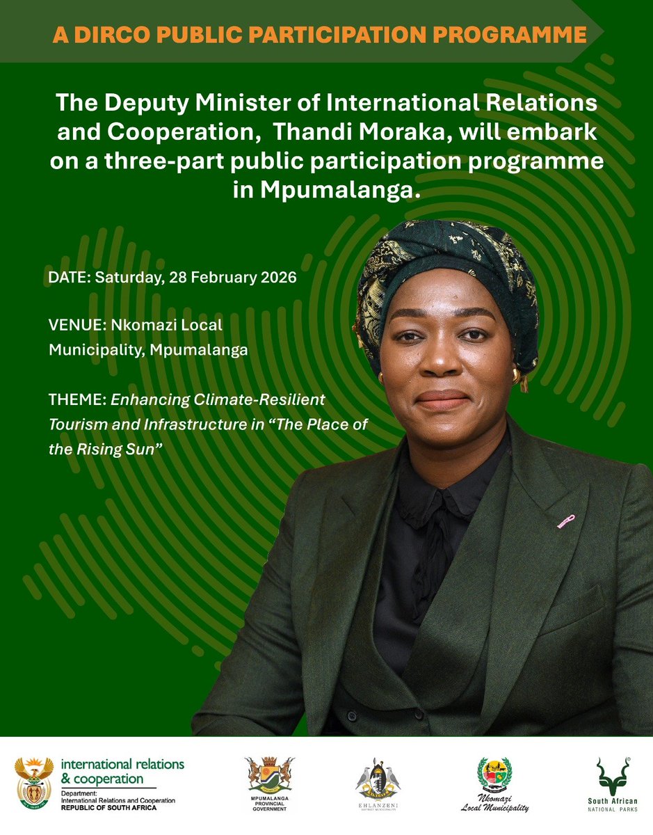 DIRCO_ZA's tweet image. Media Invite: Deputy Minister Thandi Moraka, will host a community outreach focusing on SA's role as interim &amp;amp; upcoming Chair of the Southern African Development Community (#SADC). 
#DIRCOOutreach
#DIRCOPublicParticipation