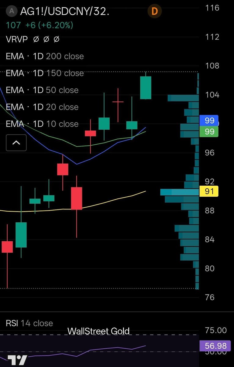 🚨 CHINA SILVER JUST EXPLODED TO $107 🇨🇳🔥

Up over 6% today in Shanghai trading.

Beat the market! 📈 Join our Substack. wallstreetgold.substack.com